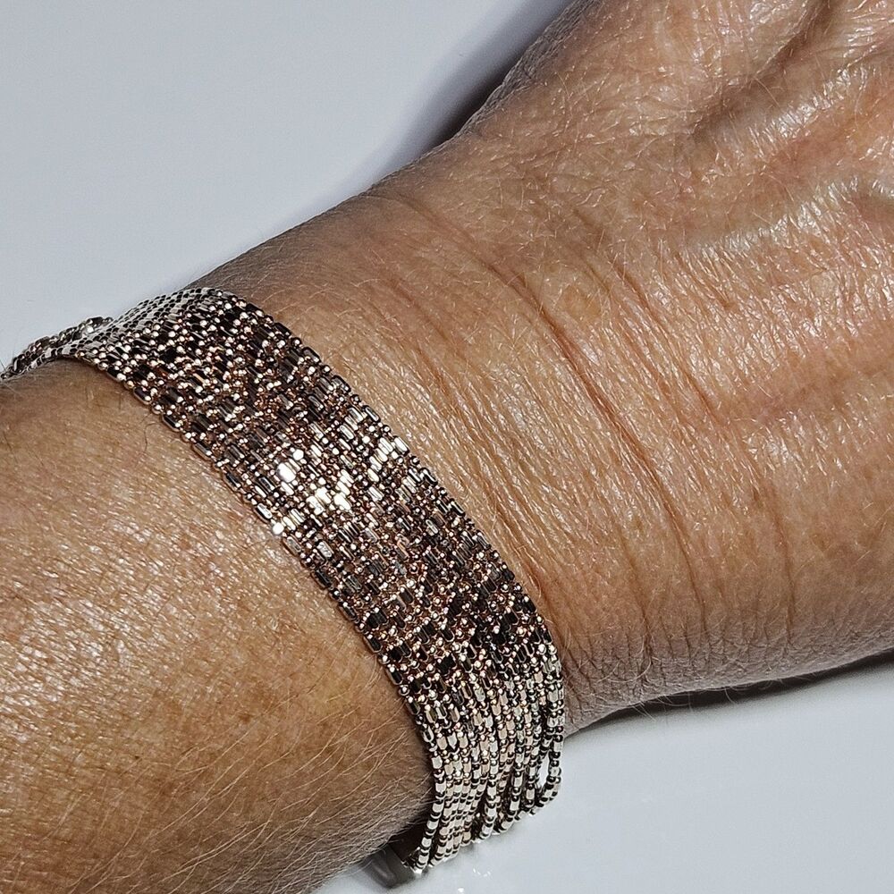 Vintage Italy Dyadema Sterling Silver 925 Multistrand Bracelet Sz 7-7.5" Layered